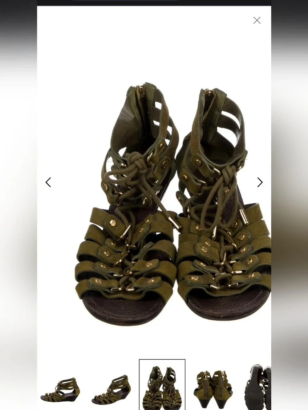 Tory Burch Olive Green Lace-Up Gladiator Sandals